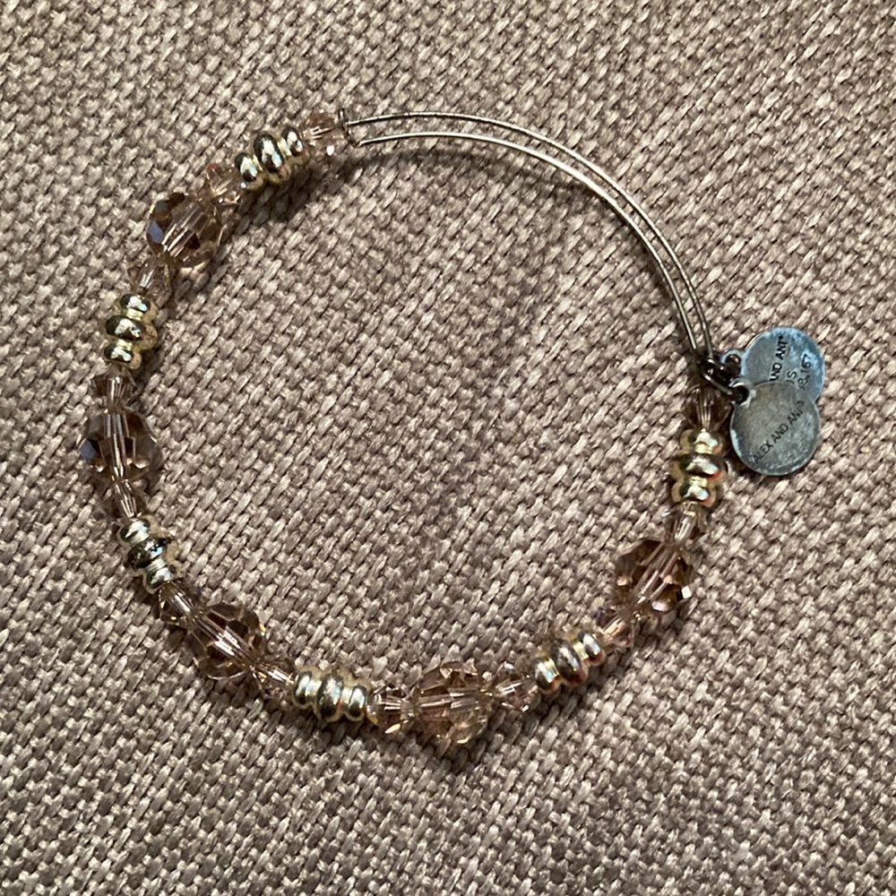 Alex and Ani light pink bead and silver bracelet